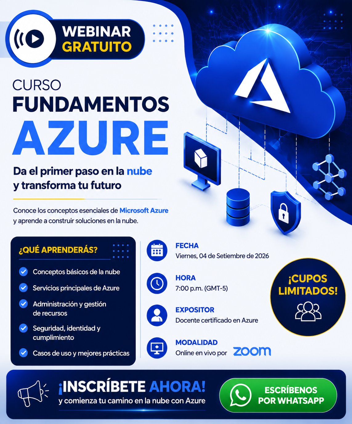 Webinar gratuito: Curso Fundamentos Azure — Da el primer paso en la nube